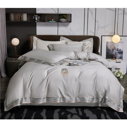 Premium Chic Designer Embroidery Border Duvet Cover set 1000TC Egyptian Cotton Bedding set Bed Sheet Pillowcase Queen King size