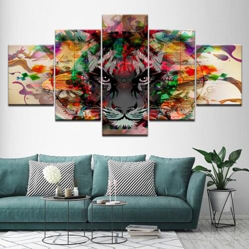Multicolor tiger 5 Piece Wallpapers Art Canvas Print modern Poster Modular art painting for Living Room Home Decor
