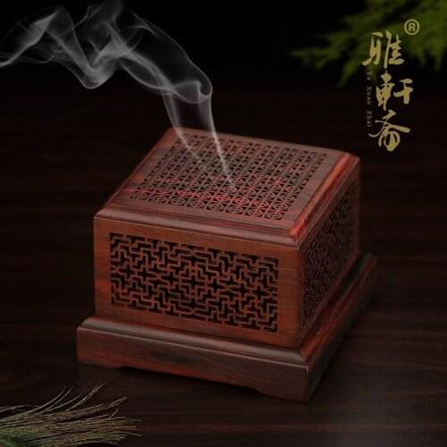 Zhai Gallery carved mahogany disc incense incense wood hollow solid rosewood sandalwood incense incense box lying inserted