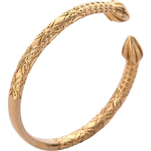 Gold Color Luxury Brass Metal Bangle Women Fashion Jewelry Charm Women Men Bangles