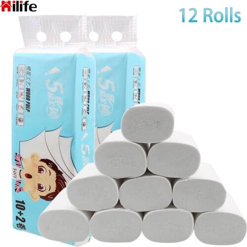 White Toilet Paper Bathroom Tissue Roll Rolling Paper Toilet Roll 12 Rolls 5 Ply For Home Kitchen Accessories