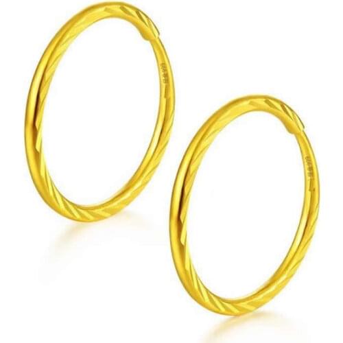 Real Solid 999 24k Yellow Gold Earrings / new arrival gold Earrings / 1.1-1.3g
