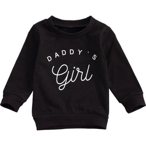Toddler Baby Girls Sweatshirts Cute Letter Printed Round Neck Long Sleeve Pullover Tops Hoodies 0-3T