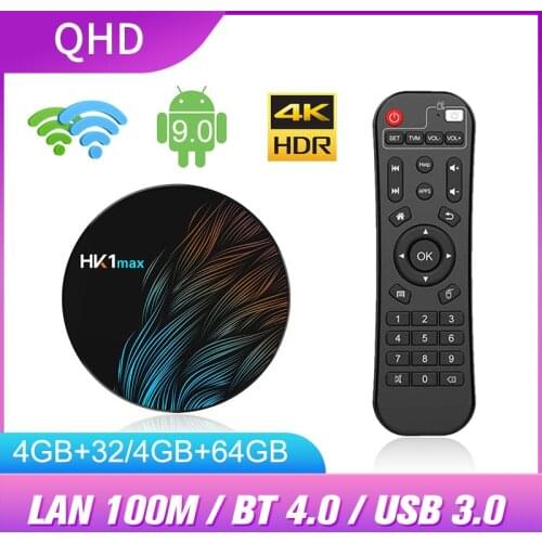 QHDTV Smart TV Box HK1 MAX Iptv Box 4G 64G RK3328 Media player 2.4G/5.8G Wifi Android 9.0 Smart ip tv HK1MAX Set top Box 2G 16G