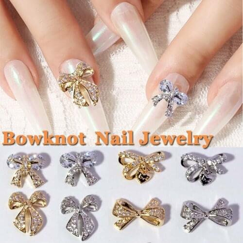 Charms Bowknot Bear Deer Nail Jewelry DIY Rhinestones Nail Decorations Shiny Imitation Pearl Crystal Bow Cute Nail Accessories