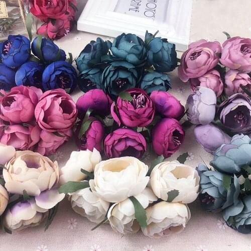 Vintage Rose Tea Bud Artificial Flower Wedding Decoration Silk Flowers Home Decor Fores Artificiales Decoracion Boda