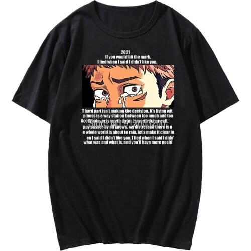 Japanese Manga Funny Gojo Satoru Men T-shirt Jujutsu Kaisen T Shirt Men Round-neck Short-Sleeve Casual T-shirt Pure