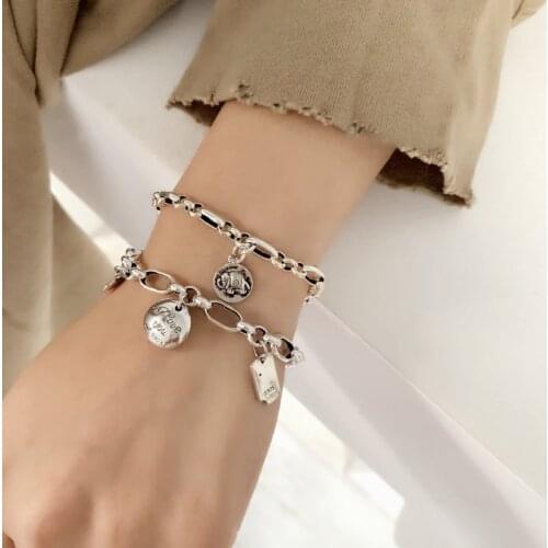 S925 Sterling Silver Bracelet for Women Korean Elephant Bracelet Double Chain Jewelry Wholesale