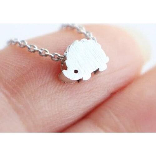 Female Hedgehog Pendant Necklace Statement Handmade Fashion Hedgehog Charm Necklace