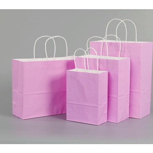 10 Pcs/lot Gift Bags With Handles Multi-function High-end Purple Paper Bags 4 Size Recyclable Bags Environmental Protection Bag