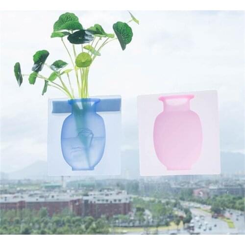 10pcs Silicone Sticky Wall Magic Plant Vases Container Decoration Leaves Body Accessories Outdoor Handmade Pots Bottle Flowers