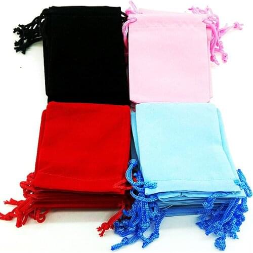 100pcs 7x9cm Mixed Color (4 Colors) Velvet Bunched Tile Strap Bag Gift Bags B-057