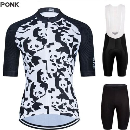 2020 Cartoon panda Cycling Jersey MTB Mountain bike Clothing Men Short Set Ropa Ciclismo Bicycle Wear Clothes cycling dress men