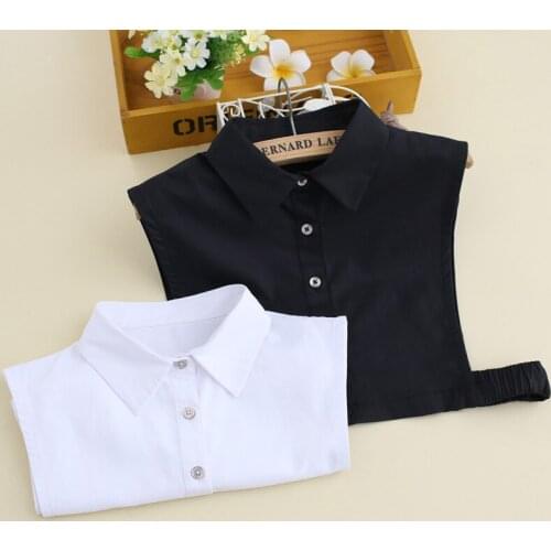 2020 Women Cotton White Fake Collar for Mens Black Shirt False Collar Tie Vintage Detachable Collar Lapel Blouse Tops Decor