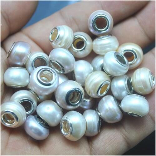 3pcs nature freshwater pearl spacer beads big hole pearl beads for shaballa beads accessories 8x12mm