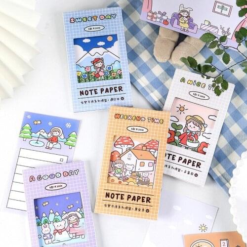 30 Sheets Kawaii Girl Life Memo Pad To Do List Cartoon Note Paper Message Notes Decorative Notepad Stationery Office Supplies