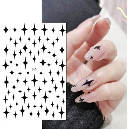 2021 New 3D Nail Stickers White Black Gold Silver Stars Nail Stickers Ultra-Thin Nail Decoration Stickers Nail Accessories
