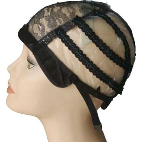 5PCS/Lot Black Plastic Mesh Caps for making wigs Weaving cap with adjustable strap S M L size