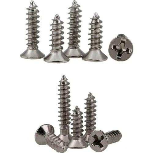 500pcs M1-M3 Nickel plated cross countersunk head self-tapping screws flat head screws