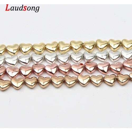 6x6mm Love Heart Shape Loose Spacer Natural Hematite Stone Beads For Jewelry Necklace Bracelet Making 68pcs/Strand