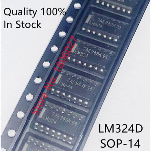 10PCS-20PCS LM324 LM324D SOP14 LM324DR SOP-14 Four channel operational amplifier chip