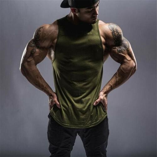 Men´s Basic Long Length Curved Hem Tank Top Ribbed Sleeveless Summer Men Muscle Tank Gym A Shirt Size M-2XL