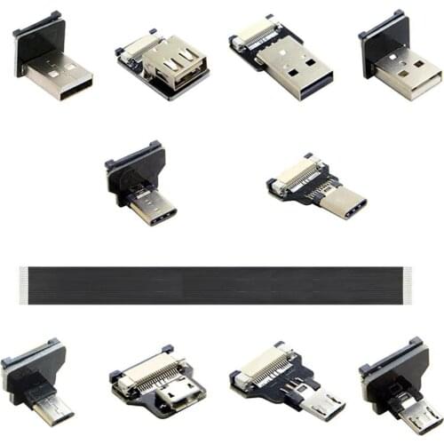 FPV USB-C USB2.0 Micro-USB Male Female Connector Socket FPC cable for FPV HDTV Multicopter Aerial Photography