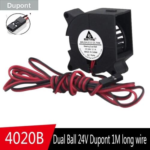 Gdstime DC 24V 40mm 40x40x20mm Dual Ball Bearing 1M Dupont 3D Printer Fan 4cm 40mmx20mm 4020 Turbo Blower Fan