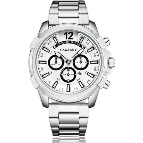 Cagarny TOP Classic Luxury Watch Men Quartz Steel Watchband Bracelet Mens Clock Calendar Wristwatch Military Relogio Masculino