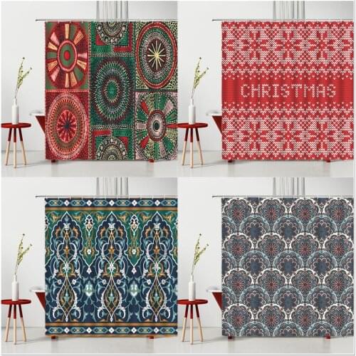 3D Creative Bohemian Shower Curtain Round Exotic Mandala Flower Ethnic-Style Polyester Home Background Decor Bathroom Curtains
