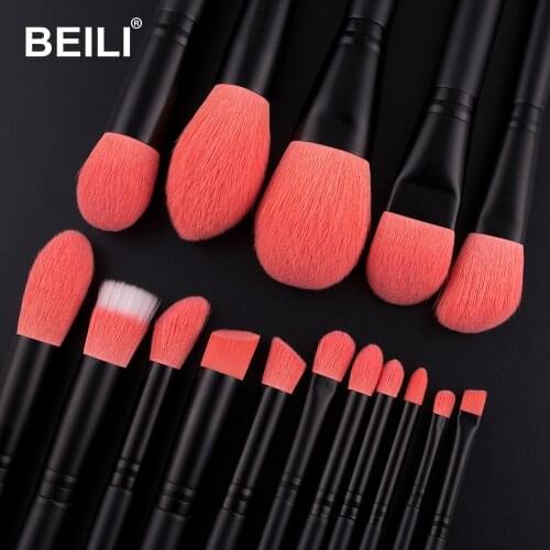 BEILI Matte Black Handle of Makeup Brushes Nano Wool Fiber Foundation Eyebrow Blush Eye Shadow Professional Make up Brush Set