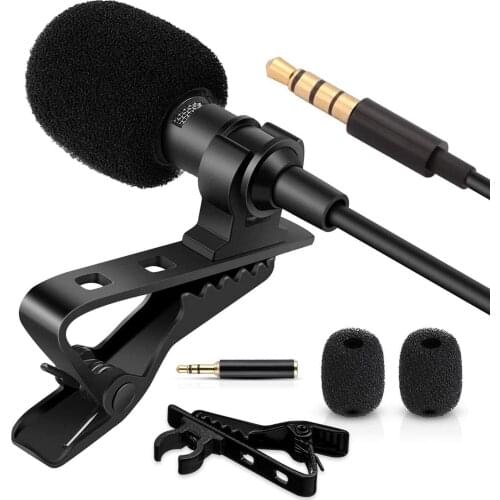 BOMGE mini microphone Clip-On Lavalier Lapel Microphone Mic for Laptop PC Computer for Android Cell Phone