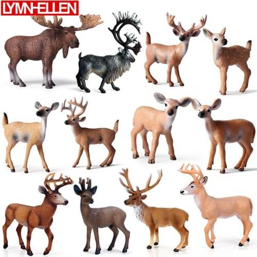 Simulation Wild Animal White Tailed Deer Model Series Set Figure Education Children Kids Puzzle Toys Christmas Gifts Decoration