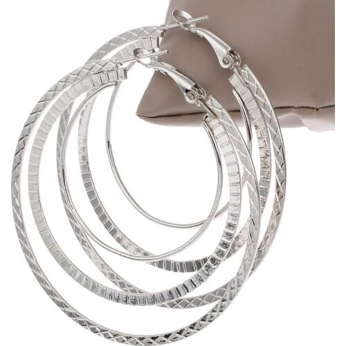 Fashion Big Circle Earrings Elegant Silver-plated Golden Plated Hoop Earrings Jewelry Basketball Wives Jewelry Christmas Gift