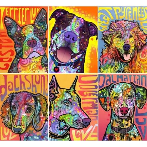 5D Diy Diamond Painting Animals Dog Set Cross Stitch Kit Full Drill Square Embroidery Mosaic Art Picture of Rhinestones Decor