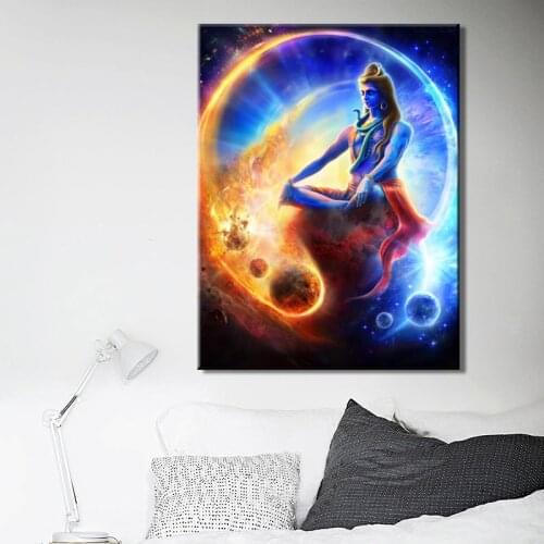 No Frame Wall Art Canvas Painting Posters and Print Indian Gods Lord Shiva Pictures Cuadros for Living Room Decor