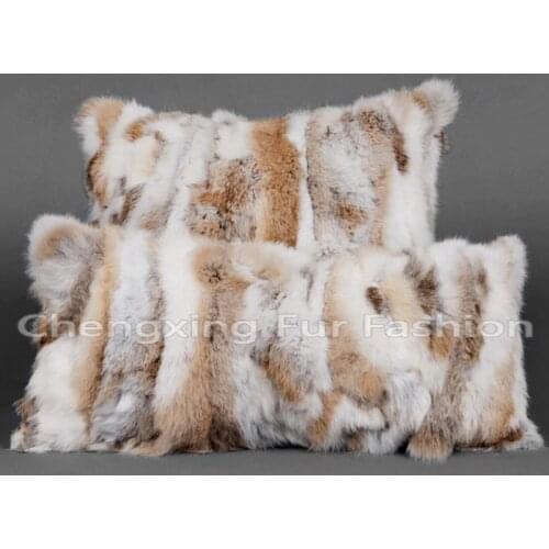 FREE SHIPPING CX-D-17B 40x40cm Natural Brown Colour Genuine Rabbit Fur Sofa Cushion Cover / Pillow