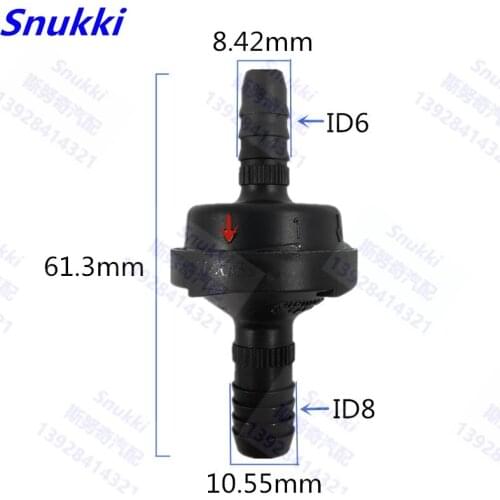 ID6 ID8 black color plastic one-way valve non-return valve one way valve air pump vacuum check valve for car 2pc a lot