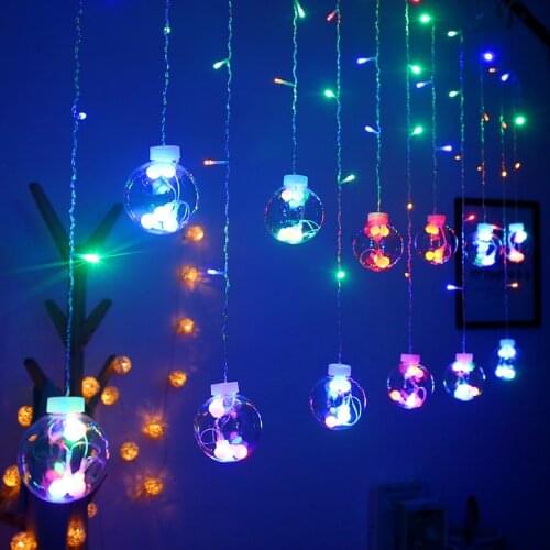 Hang 12pcs Led Light String 4.5m 108leds Christmas Wishing Ball Curtain Light New Year Decoration for Home Fairy Outdoor Garland