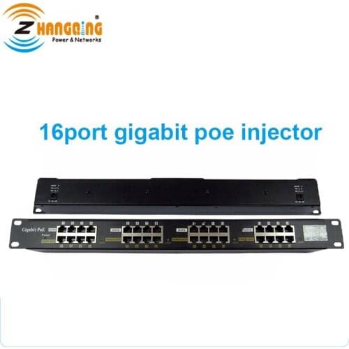 Multi-port Security PoE Injector Gigabit Panel 16 Port And 48V 60W Power Adapter For WiFi Access Point CCTV Camera