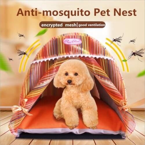 Mesh Anti-mosquito Pet Nest Gauze Kennel Prevent Mosquito Fly Colorful Dog Cat House Breathable Washable Four Seasons Universal