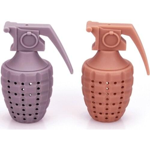 E7CB Loose Leaf Tea Infuser Silicone Tea Strainer Special Grenade Shape Tea Filter for Brewing Loose Leaf Tea Dishwasher Safe