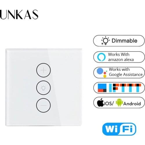 Tuya Smart Life Work with Amazon Alexa Google Wifi Smart Wall Touch Light Dimmer Switch 1 Gang EU/UK Standard APP Remote Control