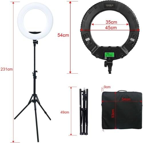 Yidoblo LX-480E Selfie Ring Lights 18inch Black Shell USB Supply Studio Video Light with Tripod Remote LCD Display Lamps