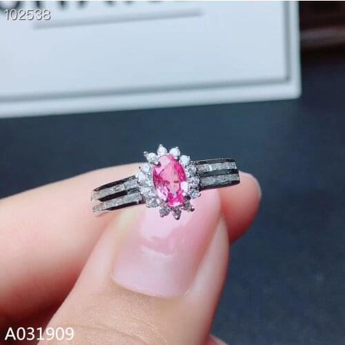 KJJEAXCMY boutique jewelry 925 sterling silver inlaid natural pink sapphire gemstone ring support detection exquisite