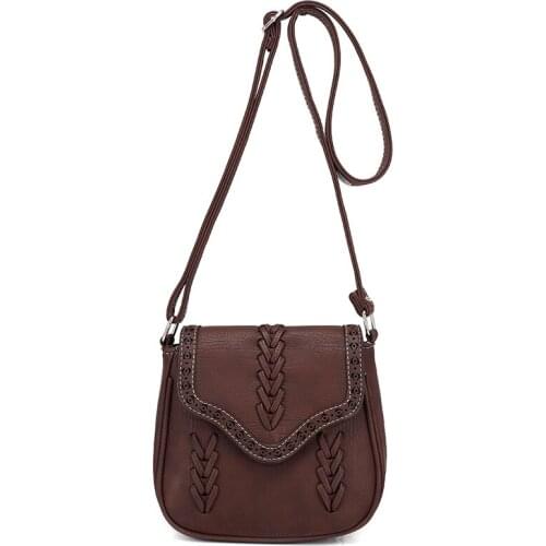 Retro womens small handbag pu leather casual shoulder messenger mini bag saddle female handbag