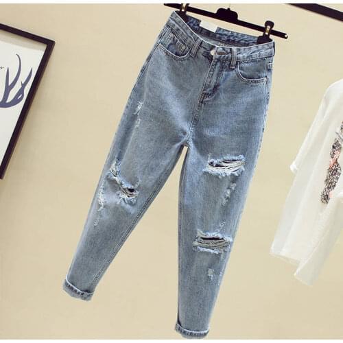 2021 new autumn winter Women fashion casual Denim Pants boyfriend hole ripped jeans for women high waist Jeans