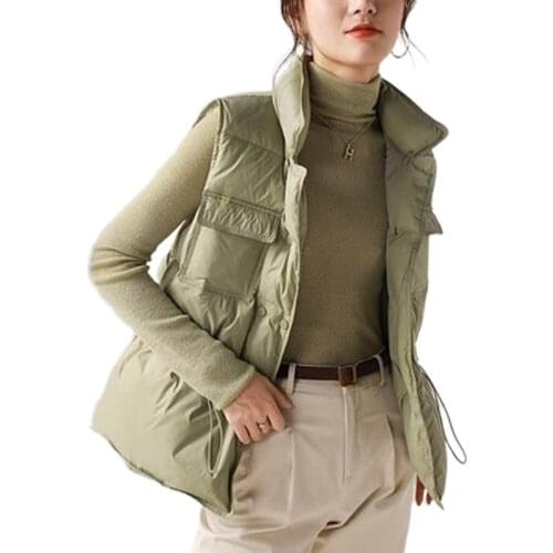 Womens Ultra Light Down Vest Short Vest Lightweight Waistcoat Female Windproof Warm White Duck Down Down Jacket Coat Sleeveless