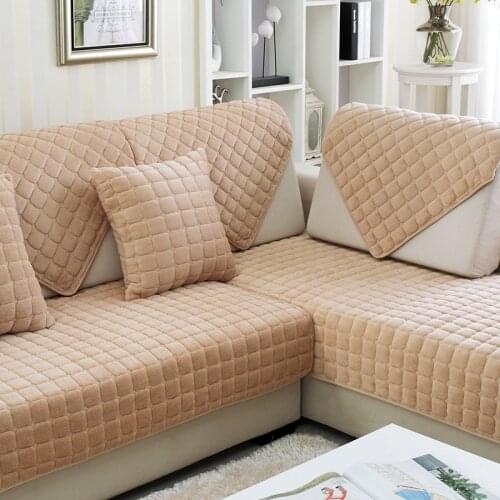 1PC Plaid Plush Fabric Sofa Cover European Style Soft Slip Resistant Slipcover Seat Couch Cover Sofa Towel For Living Room Decor