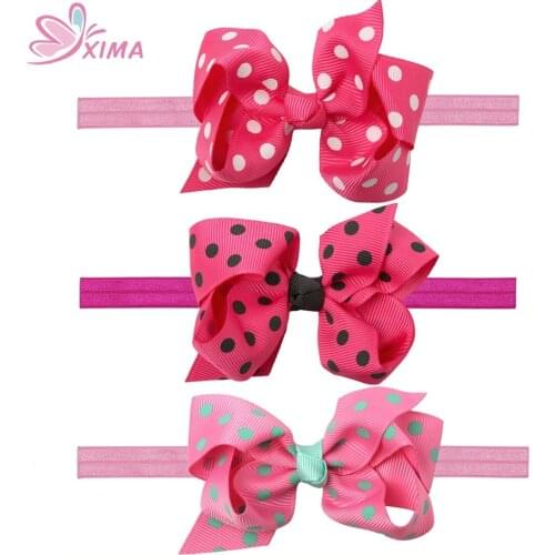 1PC 3.5''Grosgrain Hair Ribbon Bows with headband Girls Hair Accessories Children Headwear 22 Colors